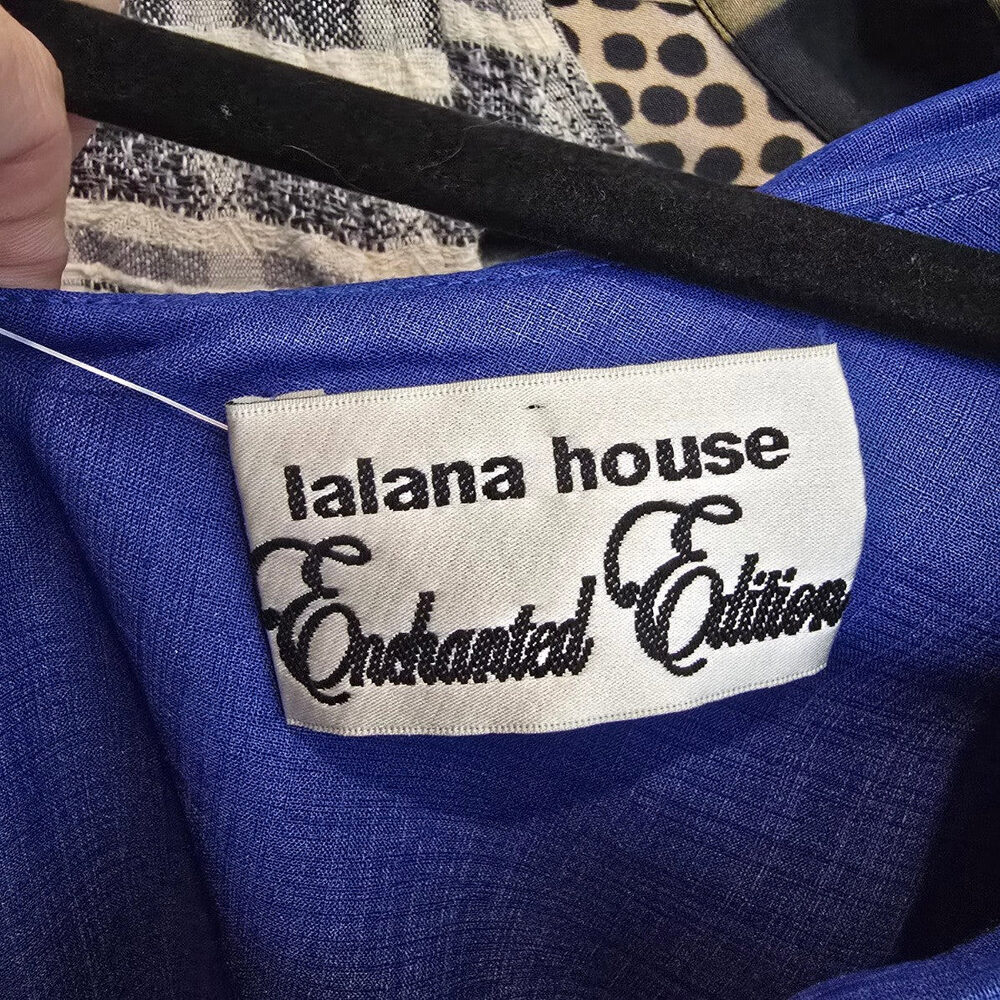 Vintage 80s Lalana House Couture One Shoulder Blue Rosette Cocktail Dress Sz S - Picture 11 of 12